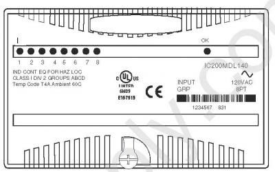 GE IC200MDL140  8 불연속 입력 120 볼트 AC  55 밀리앰프 베르사맥스 입출력과 제어 시스템