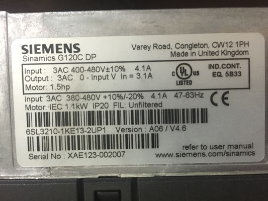 6SL3210-1KE13-2UP1 지멘스  SINAMICS G120C 평가되 파워크 11KW   150% 과부담으로