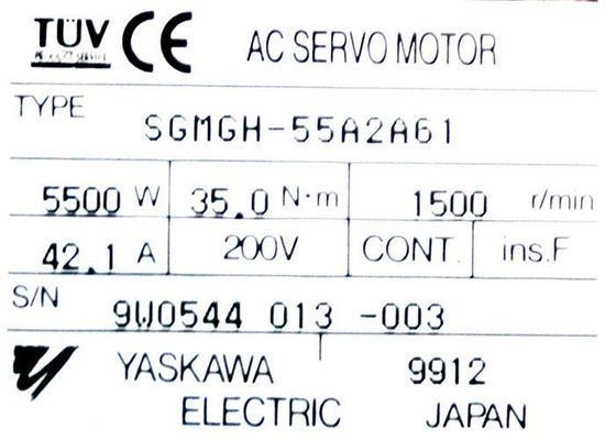 SGMGH-55A2A61  산업적 야스카와 1500r/min 서보 모터 5500W 42.1A는 일본에서 했습니다
