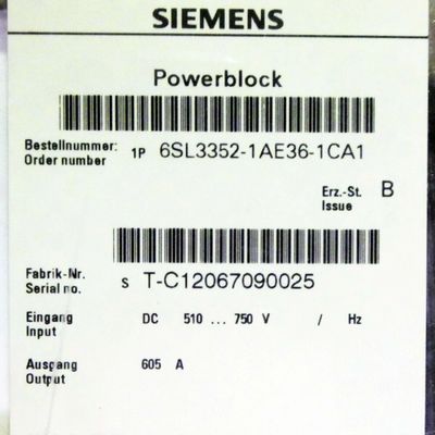 지멘스  6SL3352-1AE38-4CA1 510-750 VDC 840 AMP는 집회 도체 바에 니스를 칠했습니다