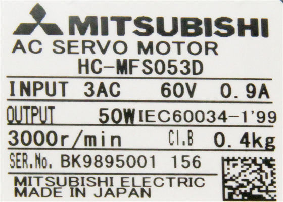 미츠비시 50W HC-MFS053D 0.9A 51V 산업적 AC 서보 모터 새로운 원형