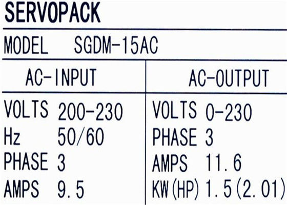 SGDM-15AC 세르보팩 야스카와 전기 서보 드라이브 1.5KW 200 - 230개 V-AC 단계 : 3