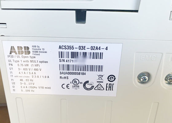 ACS355-03E-02A4-4 저전압 AC은 3AUA0000058184 0.75kW 2.4A를 운전합니다