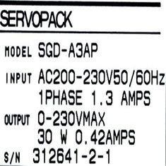 SGD-A3AP 야스카와 세르보 드라이브 입력 1.3 AMPS SERVOPACK 50/60hz 1단계