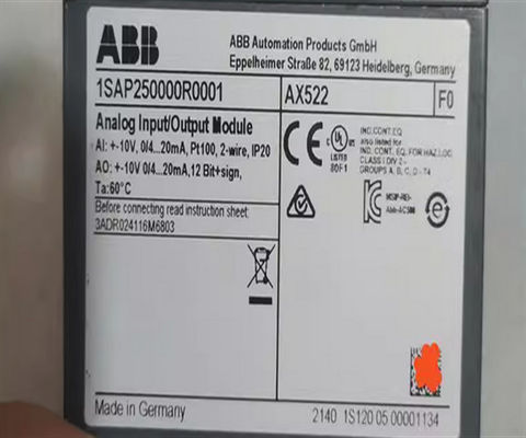 ABB 드라이브 1SAP250000R0001 AX522:S500 아날로그 입력/출력 모듈