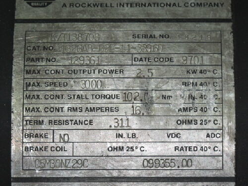 AB 1326AB-B2E-11-3396D 토크 플러스 시리즈 1391-DES AC 세르보 드라이브용 세르보 모터