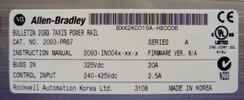 ALLEN-BRADLEY 2093-PRS7 KINETIX 2000 세르보 파워 레일 7 슬롯