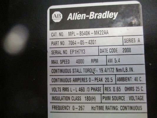 ALLEN-BRADLEY MPL-B540K-MJ22AA MPL 시리즈 MPL 480V AC 회전 서보 모터
