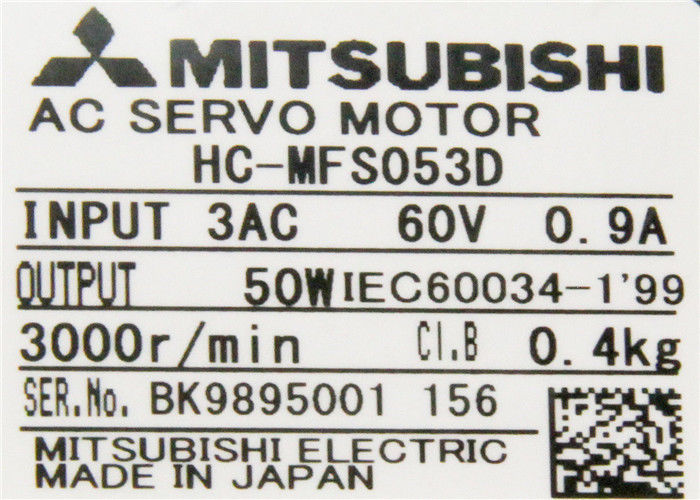 미츠비시 50W HC-MFS053D 0.9A 51V 산업적 AC 서보 모터 새로운 원형