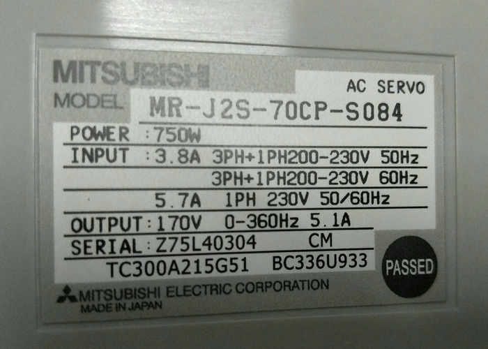 미쓰비시 산업 드라이브 MR-J2S-70CP-S084 AC 세르보 증폭기 750W 입력 3.8A 200-230V