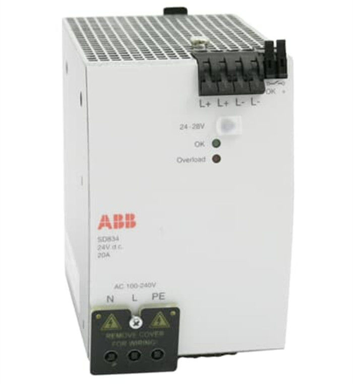 ABB 3BSC610067R1 SD834 전원 공급 20A 입력 AC 100-240 V 또는 DC 110-150 V 출력 DC 24 V 20A