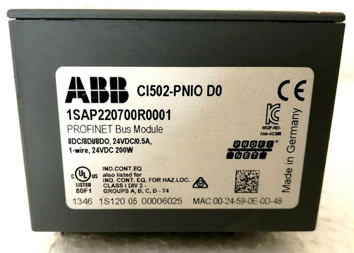 ABB CI502-PNIO 1SAP220700R0001 인터페이스 모듈. PROFINET IO RT 장치. 8 DI: 24VDC 8
